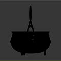 Household Metal Pot With Handle Three Legs And Striped Design For Daily Use