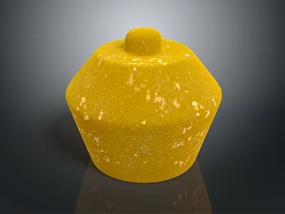 Yellow Hexagonal Container With Round Top Lid And Speckled Surface Design 3d model