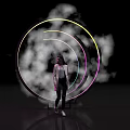Perfect Photo Spot With Colorful Neon Circular Rings And Smoke Effect