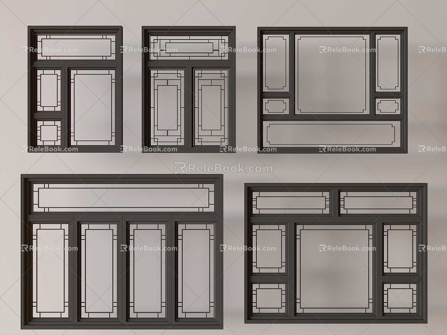 New Chinese style casement window broken bridge aluminum window casement window 3d model