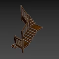 Wooden Staircase With Railings And L Shaped Design For Modern Interior