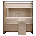 Modern Bathroom Vanity With Marble Countertop Storage Drawers And Backlit Wall Mirror