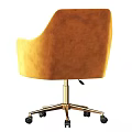 Yellow Velvet Chair with Gold Base and Wheels in Modern Stylish Design