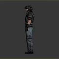 Tactical Game Film Police Character with Helmet Vest Blue Uniform 3D Model Design