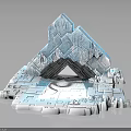 Frozen Ice Crystal Pyramid 3D Model With Cracked Surface And Textured Square Base
