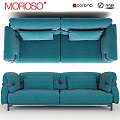 Teal Sofa With Soft Cushions And Modern Armrests For Living Room Decor