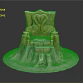 Artistic Wooden Chair With Swan Carvings On Tree Stump Base And Textured Design