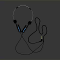 Black And Blue Over Ear Computer Headphones With Circular Earpads And Cable Design