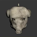 Decorative Stone Pig Sculpture With Rough Texture And Sitting Posture 3d model
