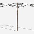 Wooden Utility Poles With Power Lines Street Light And Electrical Box Setup