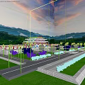 Scenic Traditional Chinese Railway Station With Mountain Views And Green Landscaping