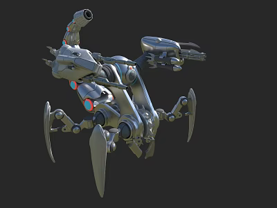 Futuristic Industrial Equipment With Multiple Mechanical Arms And Red Illuminated Components 3d model