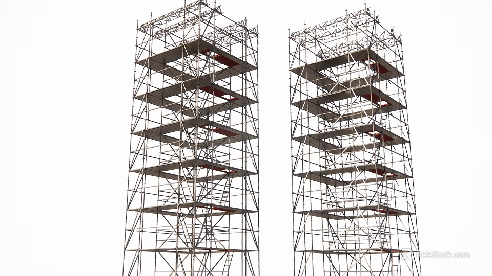 Industrial Metal Multi layer Storage Shelving Unit With Scaffold Style Frame Structure 3d model 