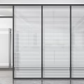 Modern Office Interior Partition Featuring White Blinds And Metal Frame Design 3d model