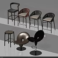 Modern Bar Stools With Backrest Various Colors And Metal Frame Designs 3d model