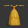 Man In Yellow Dress 3D Model With Long Sleeves And Ruffled Skirt Design