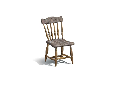 Solid Wood Single Chair With Slatted Backrest And Comfortable Wooden Seat Design 3d model