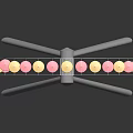 Colorful Ferris Wheel Model With White Frame Pink Yellow Cabins And Black Background Reflection