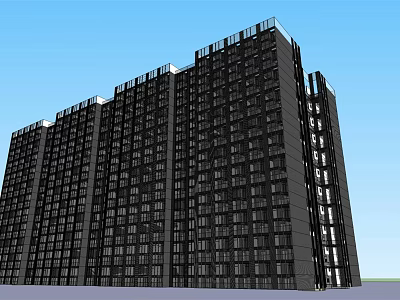 Modern High Rise Residential Building Exterior With Glass Windows And Balconies 3d model