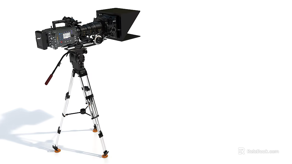Professional Video Camera On Tripod Equipment 3d model 