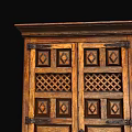 Traditional Oak Console Cabinet With Intricate Carved Design And Storage Doors
