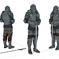Game And Movie Character Medieval Knight In Armor With Sword Different Poses