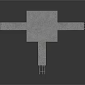 Concrete Cross Shaped Structure With Steel Rebars And 3D Architectural Design