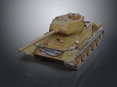 Vintage Military Tank With Rusty Surface Turret Cannon And Metal Tracks 3d model Vintage Military Tank With Rusty Surface Turret Cannon And Metal Tracks 3d model