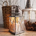 Cozy Rustic Decorative Ornament Set with Star Wreath Lantern Pine Cones Metal Pitcher and Twigs