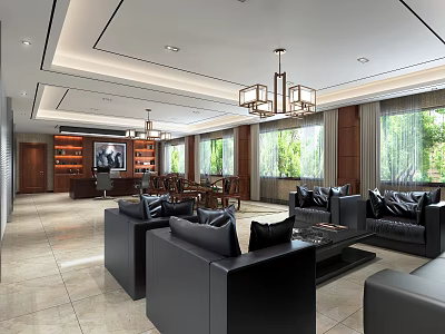 New Chinese Office Old General Manager Office 3d model