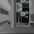 Elegant Modern Floral Screen With Blue White Flowers And Black Background Design