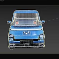 Blue Compact Car With Modern Design Black Windows And Stylish Wheels