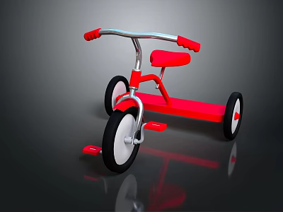 Children Red Tricycle with Stable Wheels and Comfortable Seat for Play 3d model