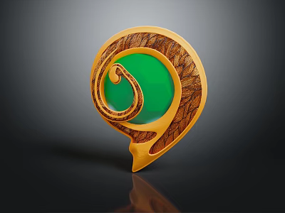 Artistic Jewelry Piece With Green Gemstone Gold Spiral And Intricate Carved Details 3d model