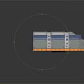 Futuristic Sci Fi Modular Structure With Gray Blue Exterior White Stripes And Platform Base