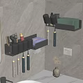 Bathroom Accessories Wall Mounted Organizer with Toothbrushes Soap Dish and Hair Dryer Storage