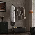 Stylish Clothing Rack With Mirror Hanging Sweaters And Coats In Modern Living Room
