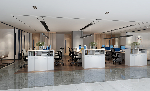 modern public office area office area 3d model