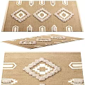 Beige Square Rug With White Diamond Patterns And Geometric Accents For Home Decor