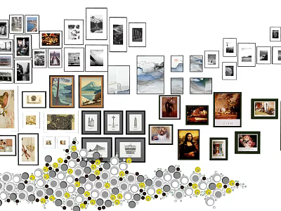 Various Framed Wall Art Paintings in Different Styles for Home Decor Ideas 3d model