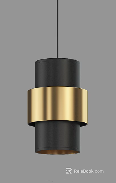 Modern Black And Gold Pendant Light With Sleek Metal Ring Design For Home Interior 3d model 