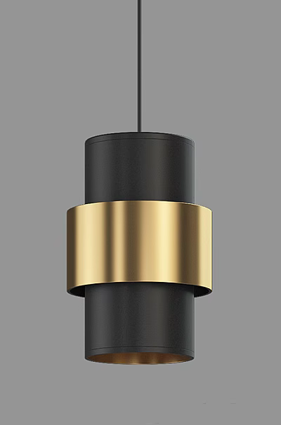 Modern Black And Gold Pendant Light With Sleek Metal Ring Design For Home Interior 3d model