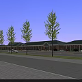 Aerial Planning Layout of Commercial Complex With Parking Roads and Green Areas