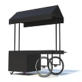 Black Mobile Street Vendor Cart with Canopy Wheels and Storage Platform