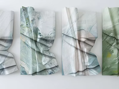 Abstract Textured Modern Wall Decor With Green And White Artistic Design Tones 3d model