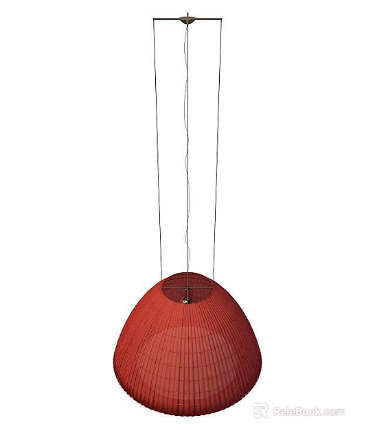 Tech Exhibition Hall Featuring Red Mesh Design Hanging Pendant Light 3d model