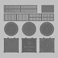 Various Road Infrastructure Manhole Covers and Grates with Different Designs 3d model
