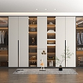 Wardrobe Combination White Wardrobe Glass Door Wardrobe Storage Cabinet Semi-open Wardrobe Storage Cabinet 3d model