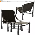 Modern Leisure Chair With Dark Upholstery And Ornate Metal Frame Legs