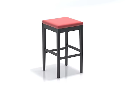 Stylish Modern Bar Stool Featuring Red Cushion And Black Frame Design 3d model